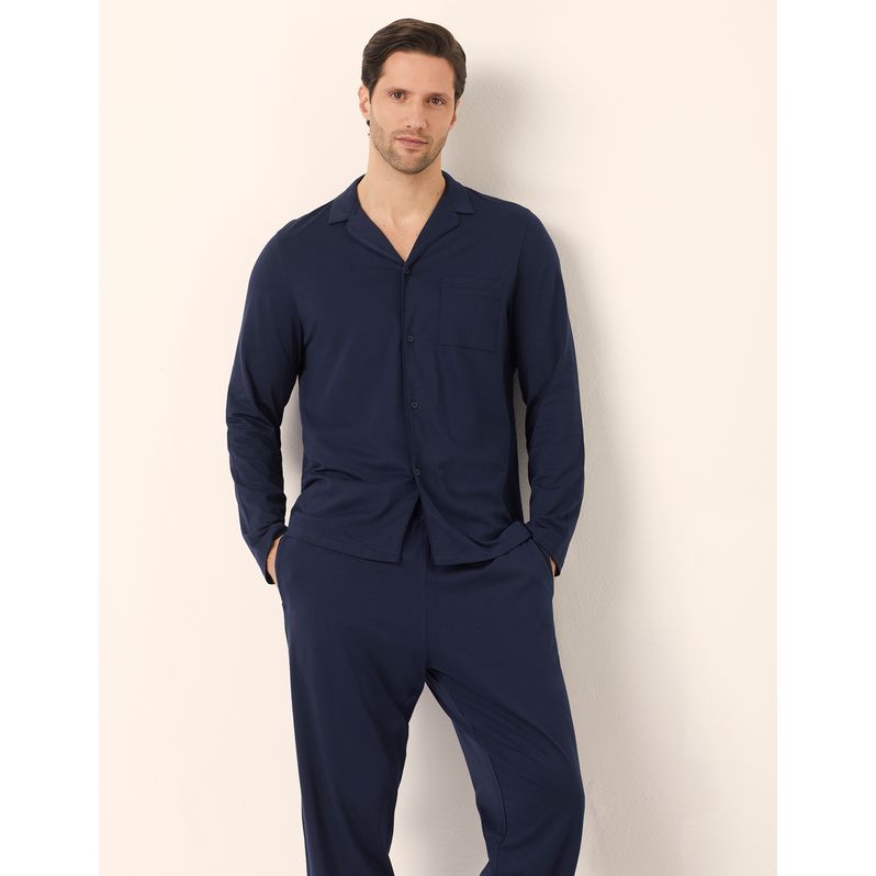 Pigiama lungo taglio camicia in cotone Daily Pajamas