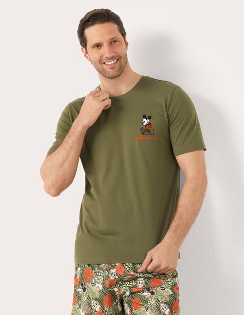 T-shirt da uomo verde militare Mickey Mouse