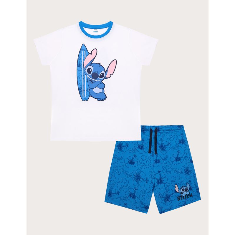 Set t-shirt bianca + pantaloncino da bambino Stitch