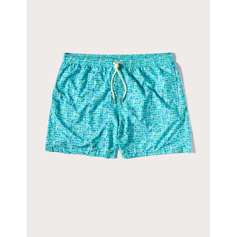 Costume boxer celeste da uomo con pesci Tropical