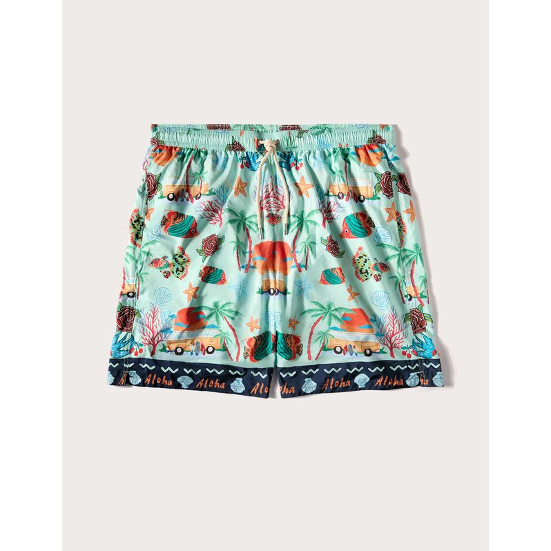 Costume boxer lungo da uomo con elementi marini Tropical