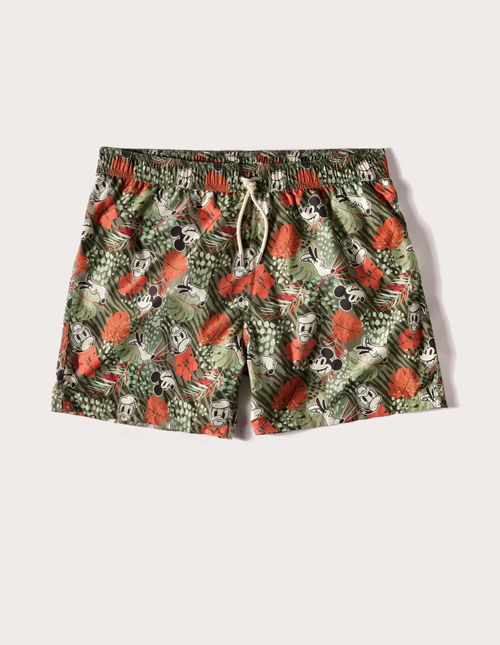 Costume boxer da uomo verde con stampa Mickey Mouse