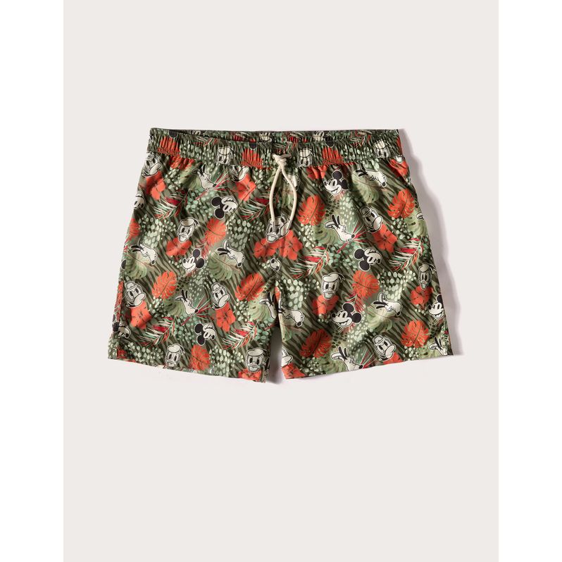 Costume boxer da uomo verde con stampa Mickey Mouse