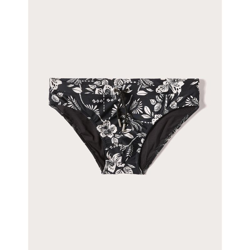 Slip costume stampa tropicale con laccetto Malibù