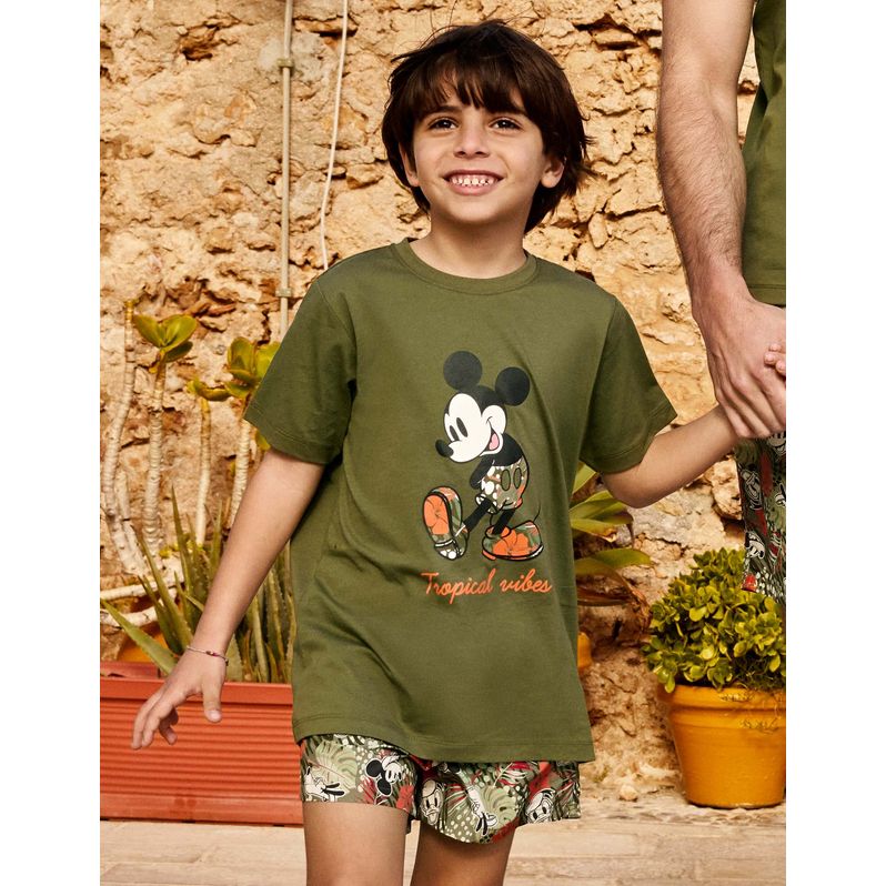 Kids' military green T-shirt Mickey Mouse