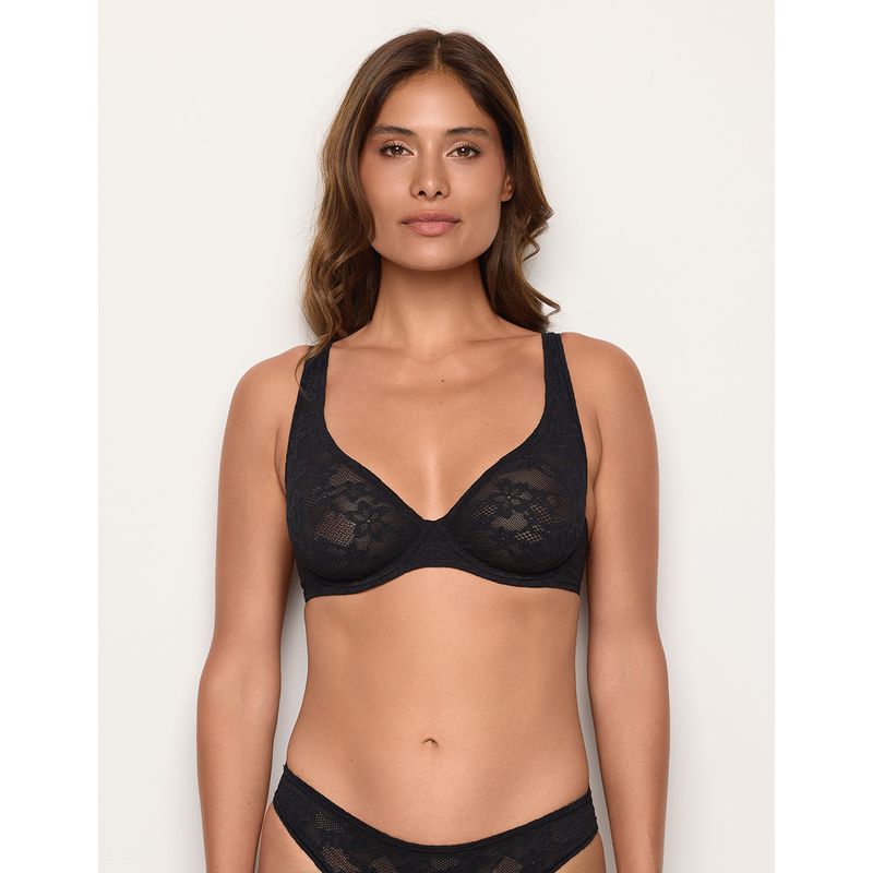 Black underwired balconette bra Stretch Lace - Yamamay