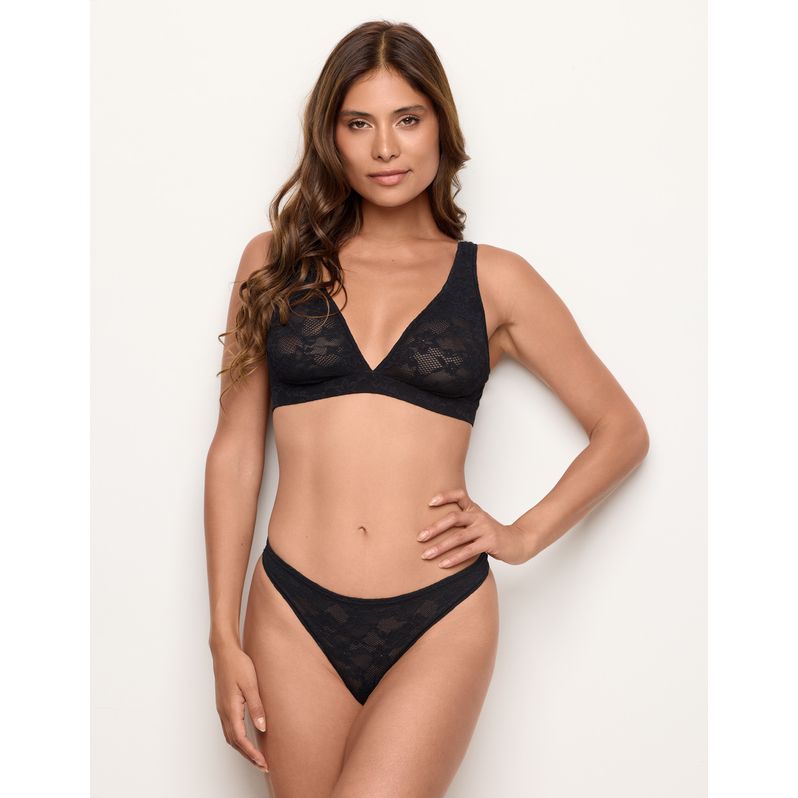 Brasiliana nera in pizzo elasticizzato Stretch Lace