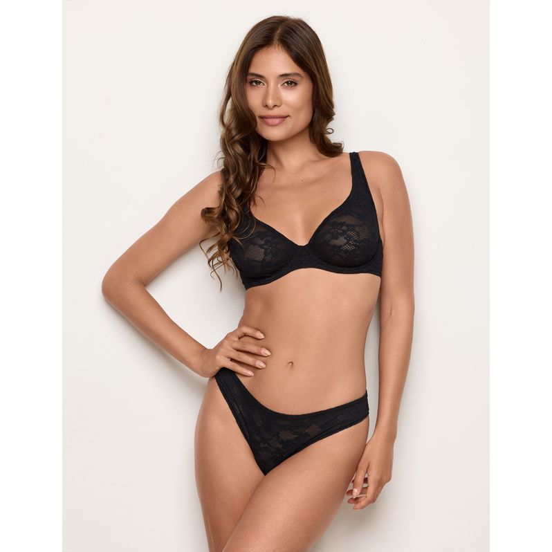 Slip in pizzo elasticizzato nero Stretch Lace
