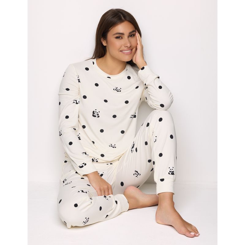 Pajamas Pigiama Con Panda Pigiama Da Donna Lungo Lazy Panda Yamamay