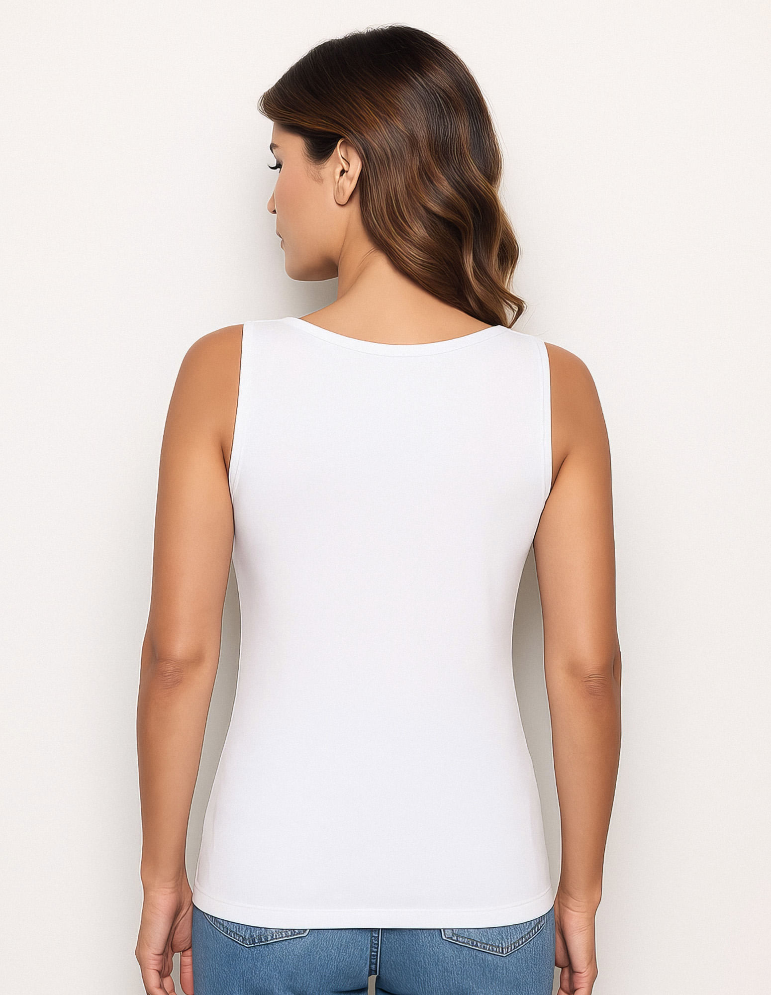 Canottiera Scollo A V Zenana – Rayon Elastico, Orlo Delfino – Taglie Forti 1XL-3XL - 3
