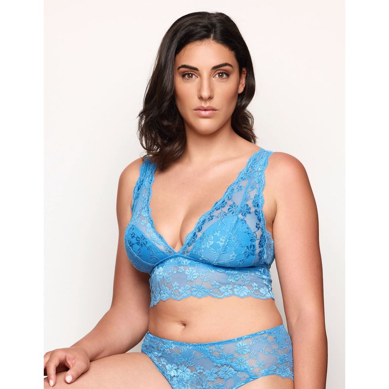 Unlined turquoise bralette in soft lace Primula Color Yamamay