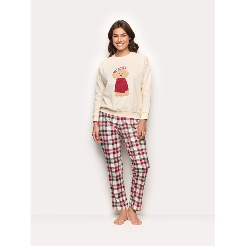 Women’s long brushed cotton and fleece pyjamas Winter Poodle