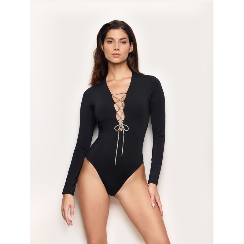 Body scollo a V in jersey con strass The Body Collection