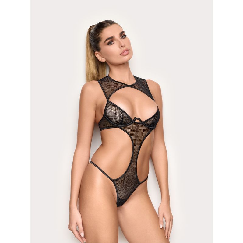 Unlined Underwire Mesh Bodysuit with Rhinestones – Privè Lexi