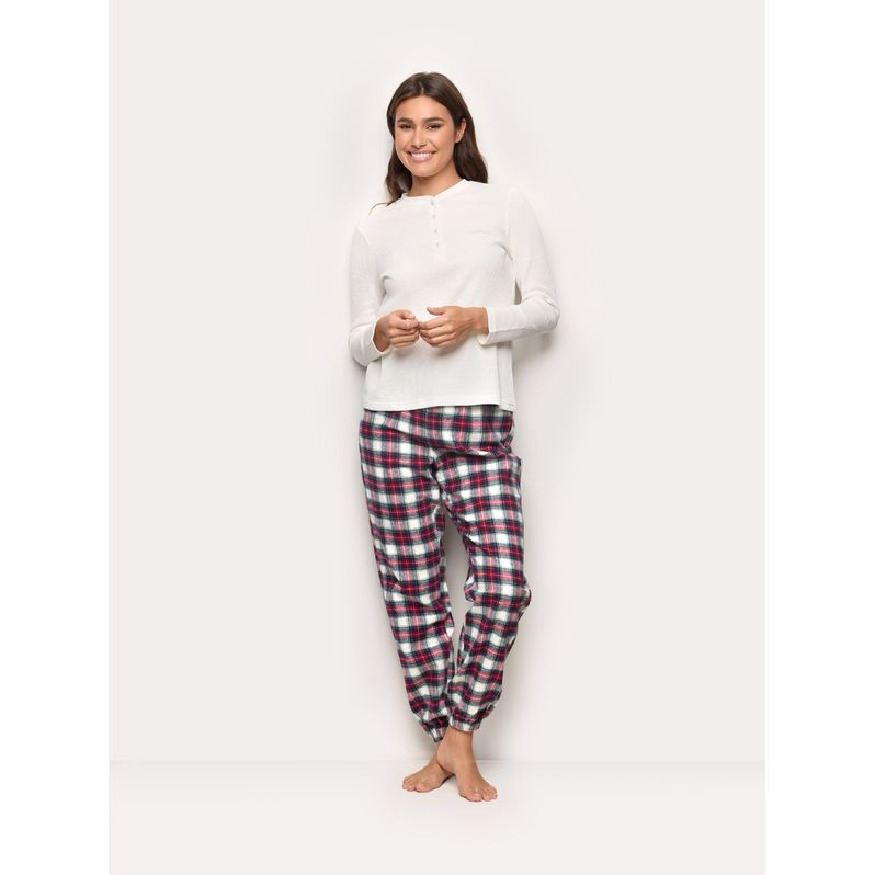 Checked cotton flannel trousers Mix and Match