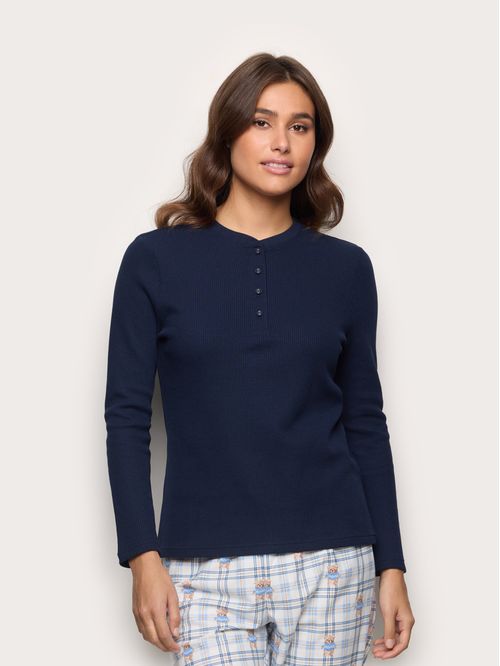 Waffle-effect cotton jersey top Mix and Match