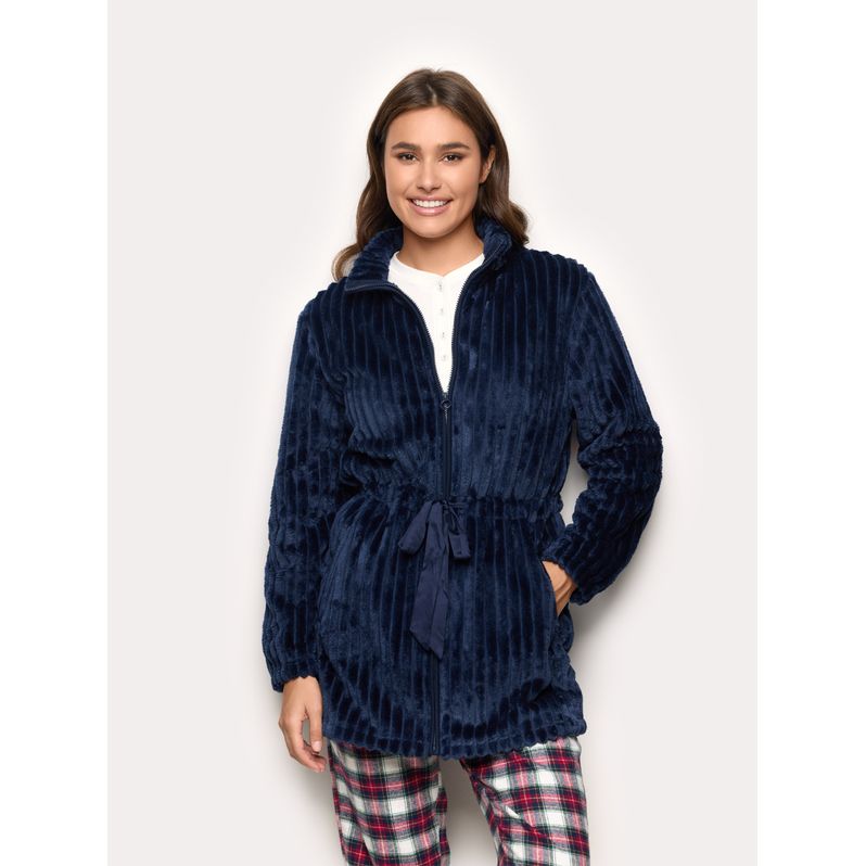 Faux fur-effect robe with belt Mix and Match