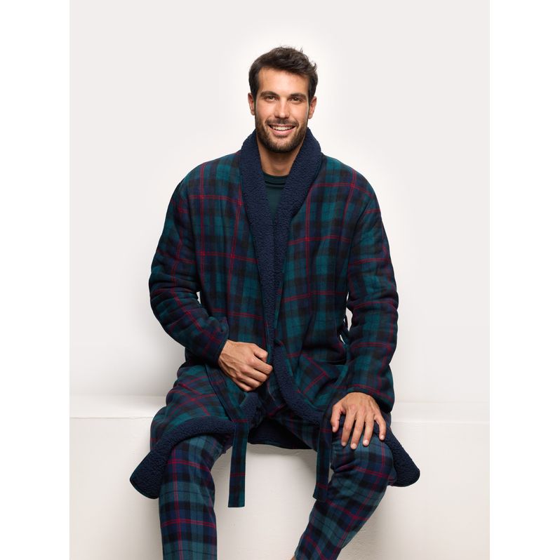 Vestaglia double face in flanella e peluche Mix and Match