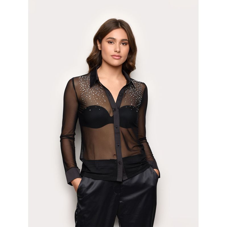 Camicia in tulle con strass Xmas Party