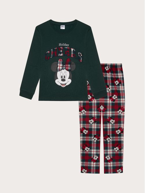 Disney Holiday Cheers Family® girls' long cotton and microfleece pyjamas