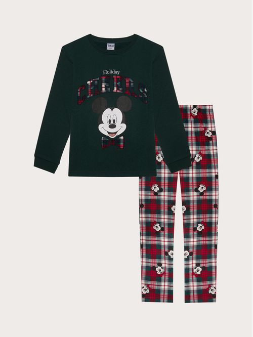 Pijama largo de algodón y microfibra para niños de Disney Holiday Cheers Family®