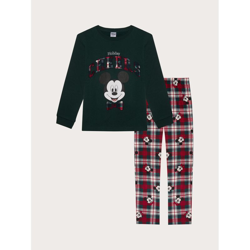 Pijama largo de algodón y microfibra para niños de Disney Holiday Cheers Family®