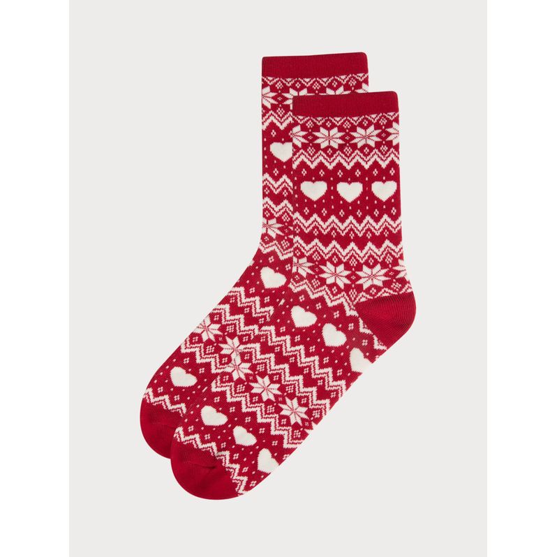 Chaussettes rouges à motif cœur et flocon de neige Mix and Match