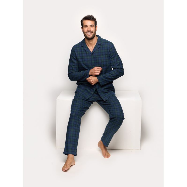 Pyjama long ouvert en flanelle Hiver Tous les jours