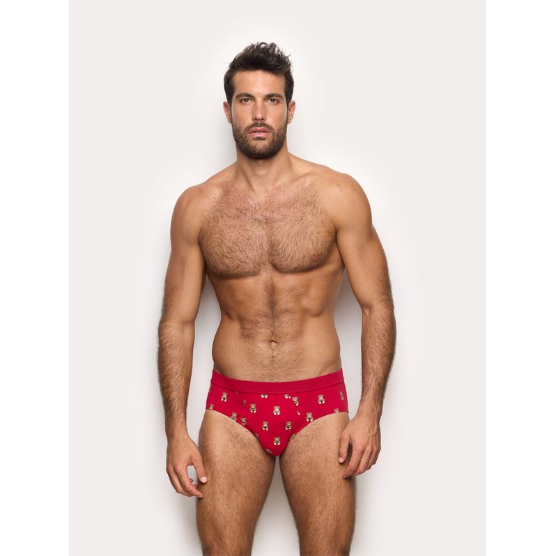 Slip rosso con orsetti Hello Xmas