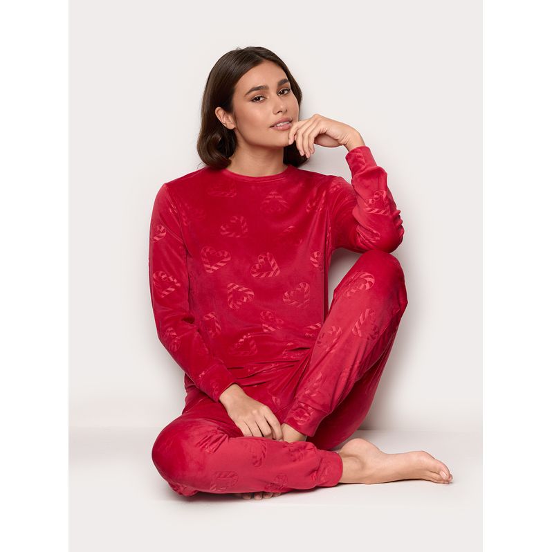 Candy Cane Club Chenille Long Pajamas