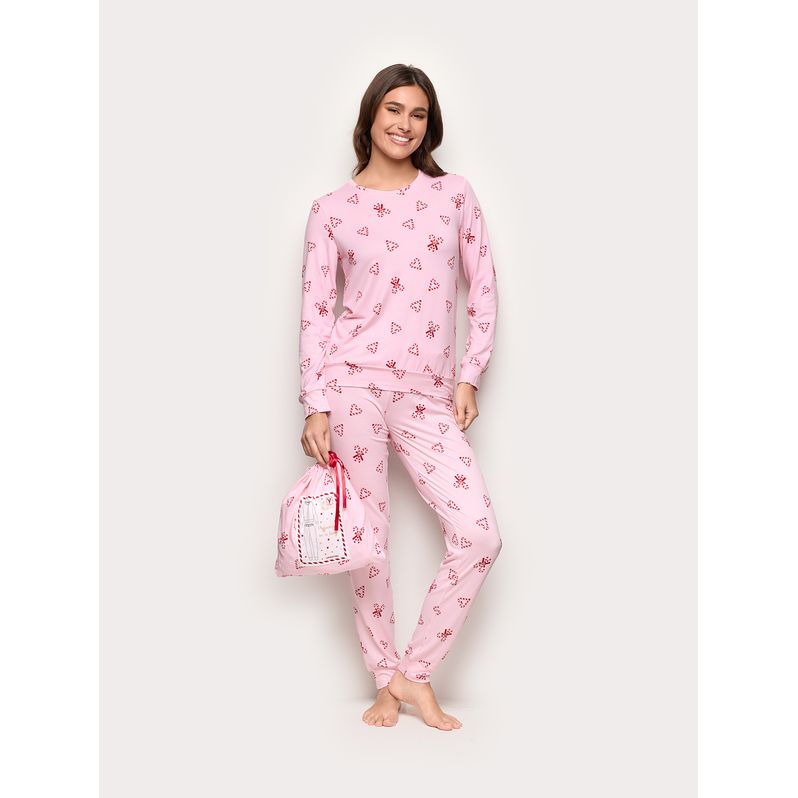 Candy Cane Club cotton jersey long pyjamas