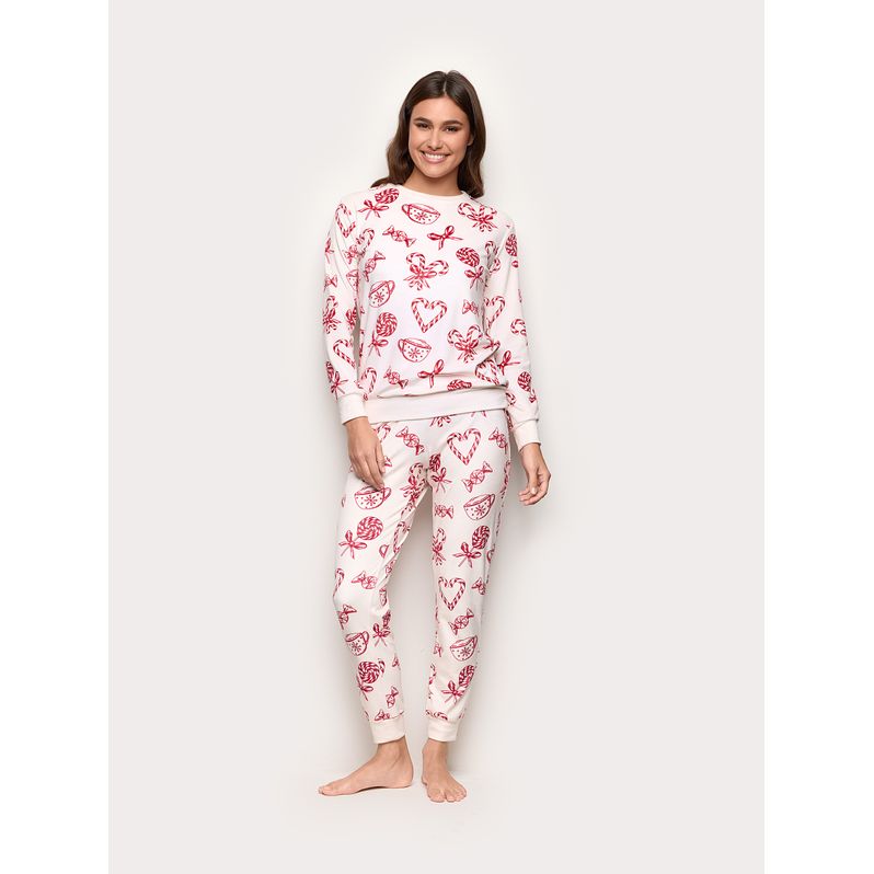 Candy Cane Club Chenille Long Pajamas