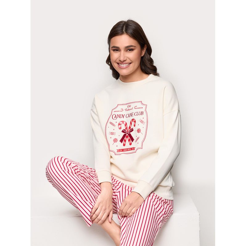 Candy Cane Club long pyjamas in cotton and microfleece