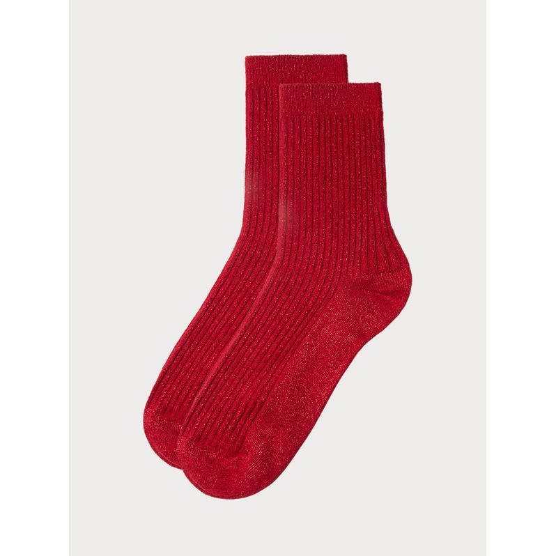 Women's red lurex ribbed socks Mix and Match