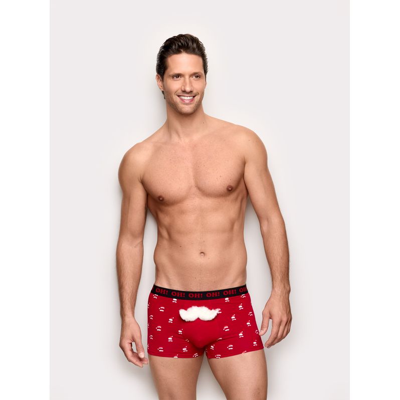 Red boxer shorts with moustache Hello Xmas