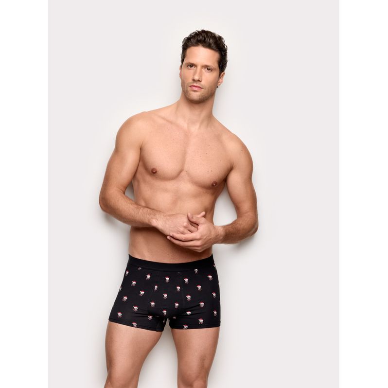 Hallo Weihnachten Schwarze Boxershorts mit Weihnachtsschädeln