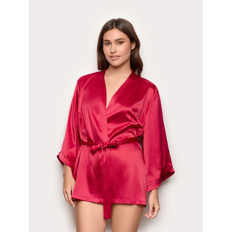 Xmas Jolly red satin kimono