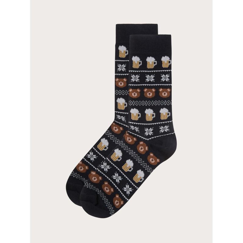 Hello Xmas bear and beer short socks